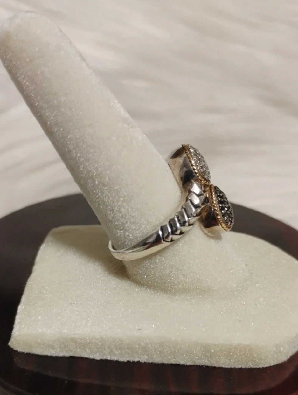 SALE! Effy Balissima 18k/925 Dual Oval Pavé Ring W Black/White Diamonds